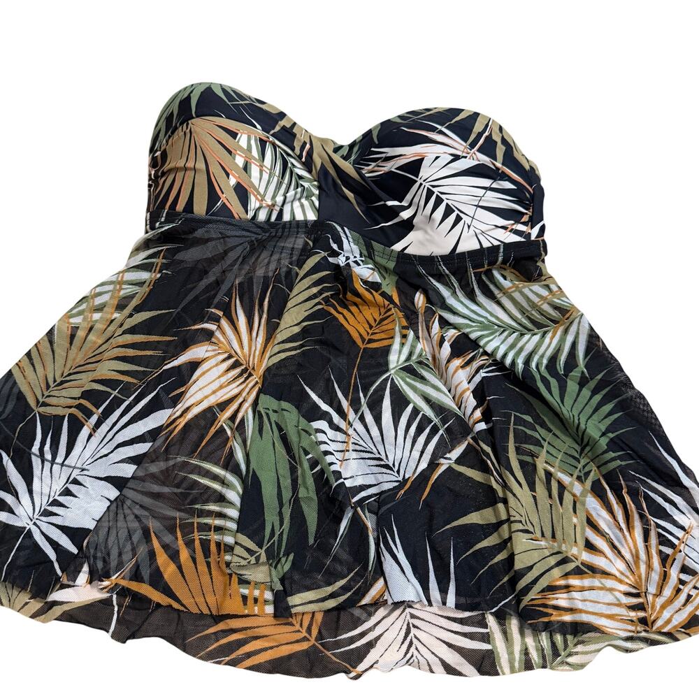 Kona Sol Women's Black Bandeau Flyaway Tankini Swim Top - Size Small - NWT